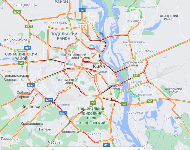 Киев пробки карта