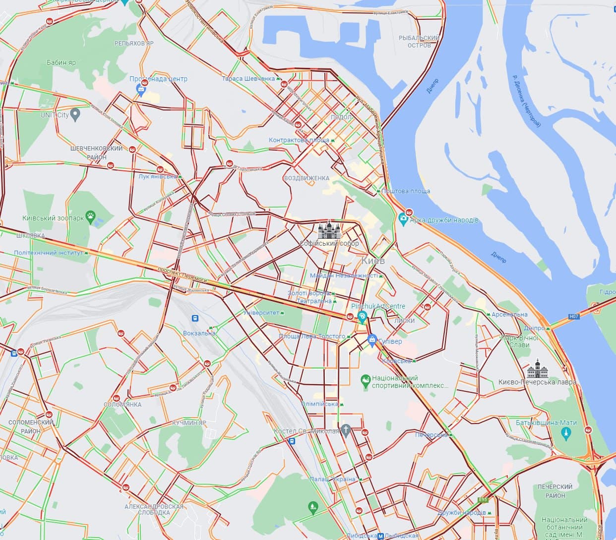 гугл карта пробки киев