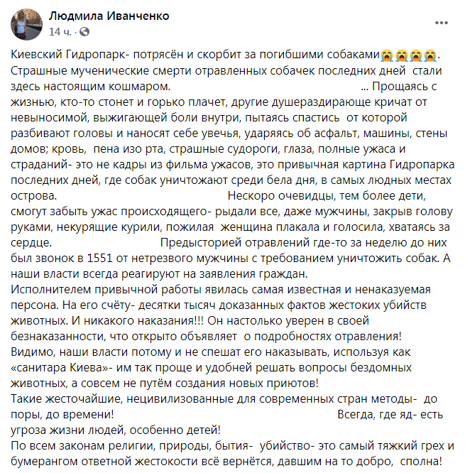 Скриншот из Фейсбук Людмилы Иванченко