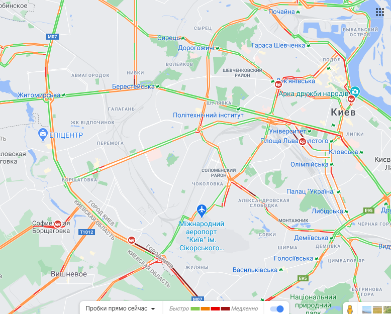 Пробки в столице 12 февраля. Скриншот: Google Maps