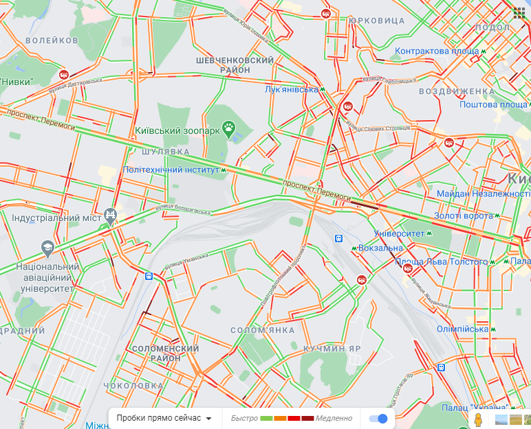 Пробки в столице 12 февраля. Скриншот: Google Maps