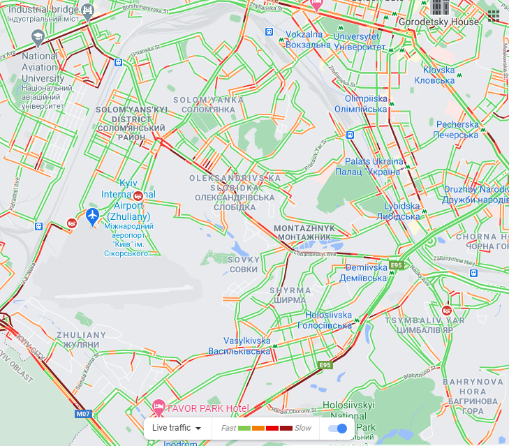 Пробки в столице 16 марта. Скриншот: Google Maps